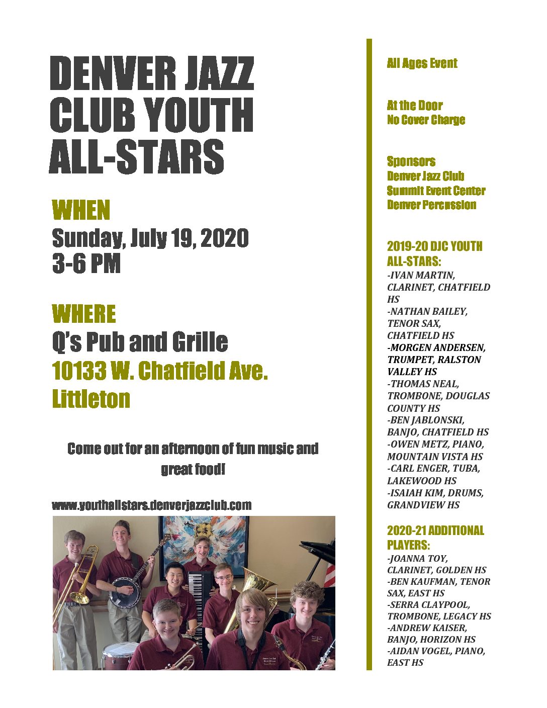 The 2019-20 Denver Jazz Club Youth All-Stars Farewell Concert