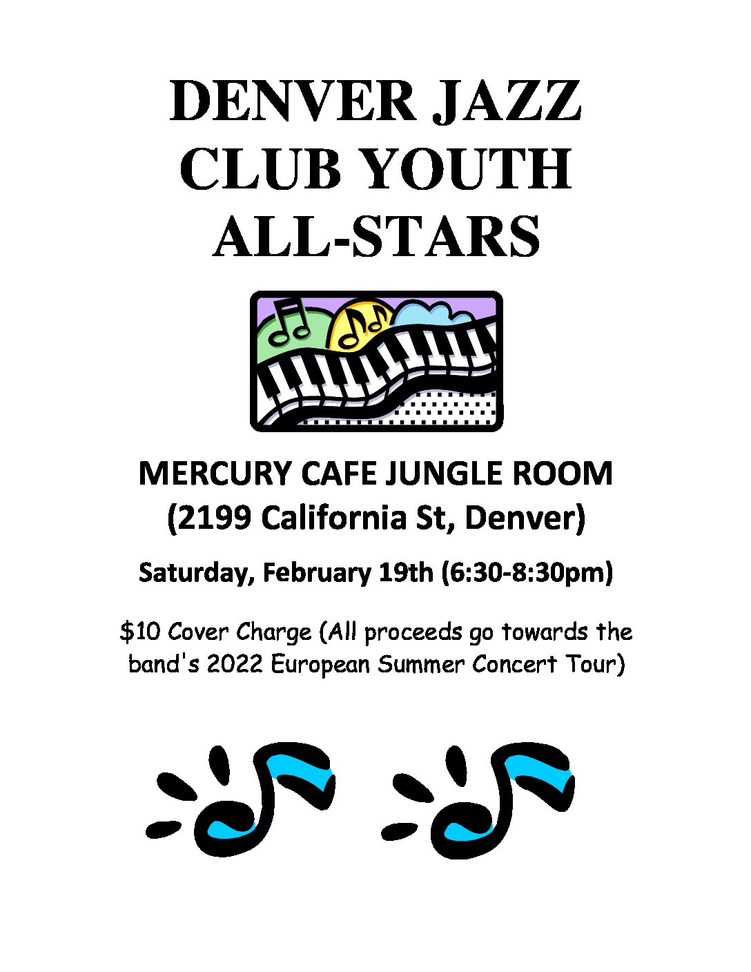 DJC Youth ALL-Stars to Perform on a Double Header Weekend – Saturday, 2/19 at Mercury Cafe and Sunday, 2/20 at Westminster Elks Lodge